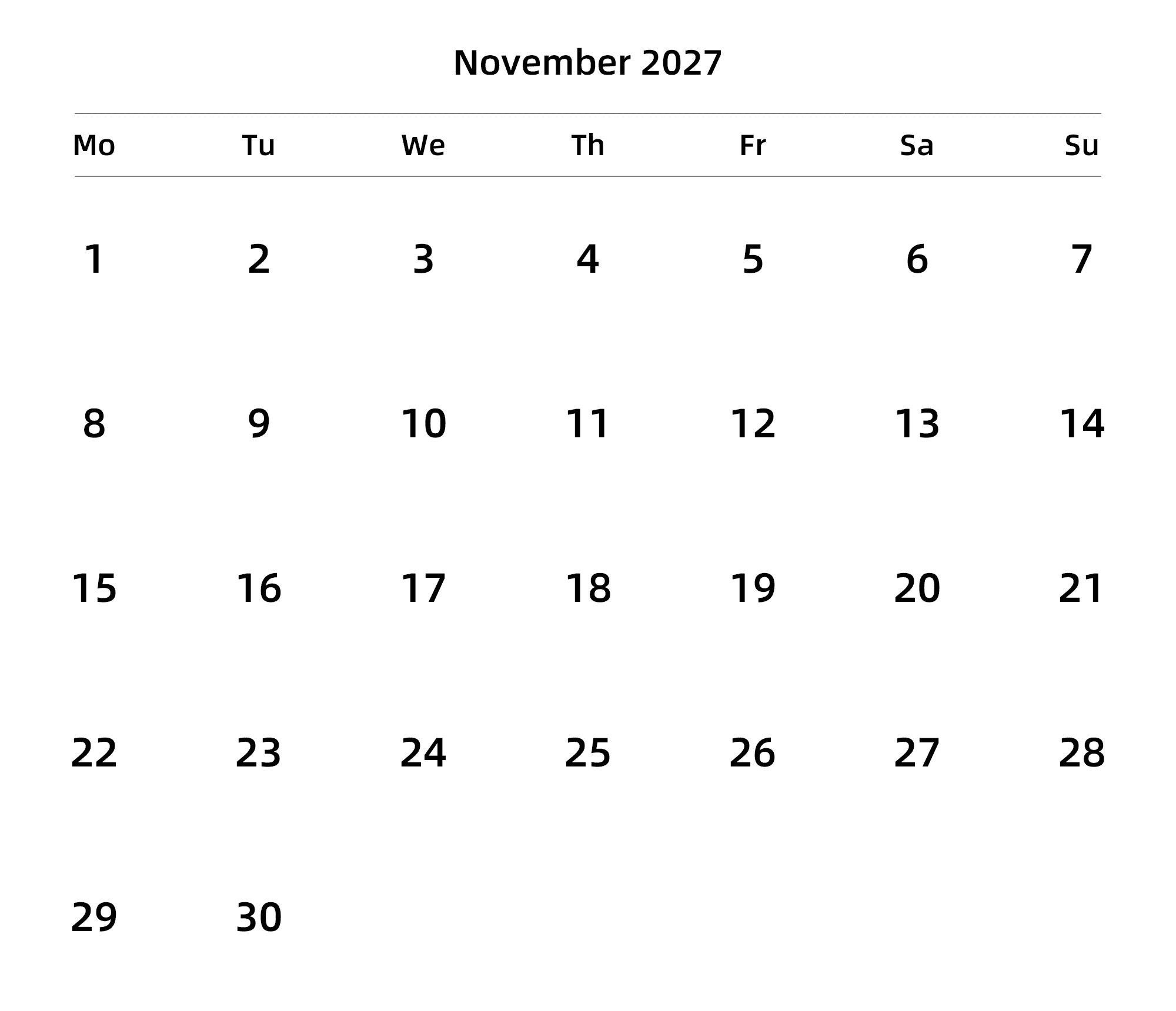 英文版 周一开始