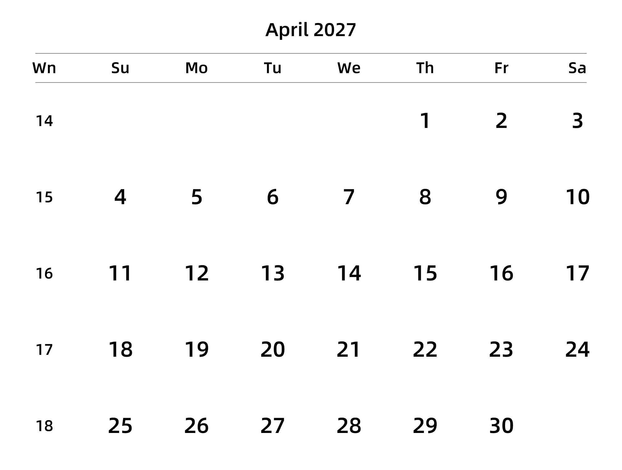 英文版 周日开始 带周数 带节假日调休安排