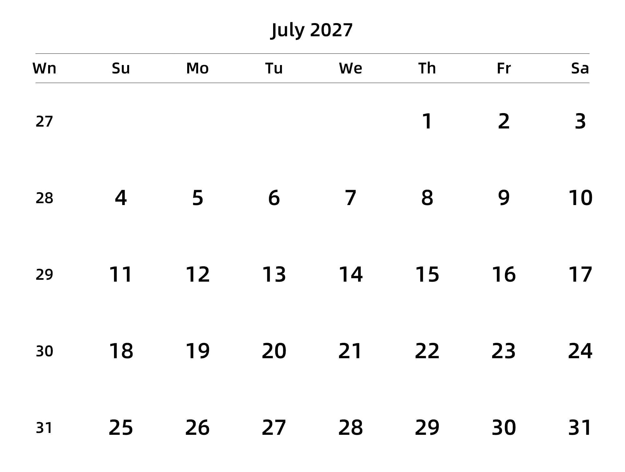 英文版 周日开始 带周数 带节假日调休安排