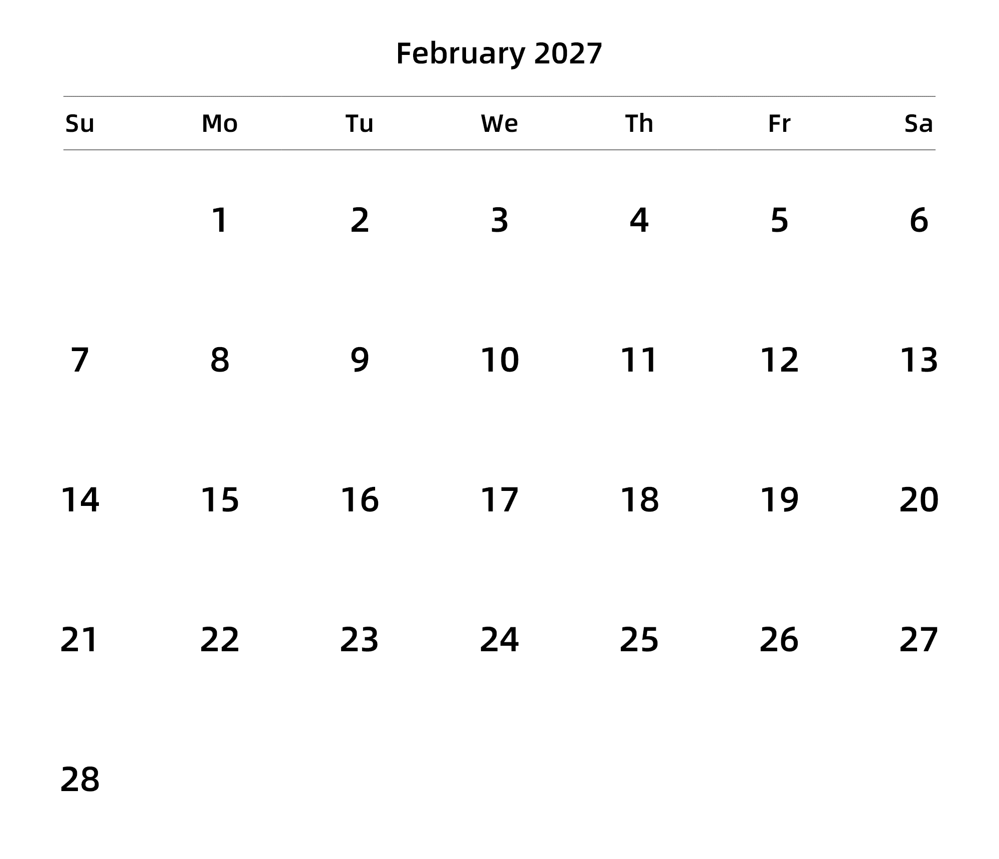 英文版 周日开始