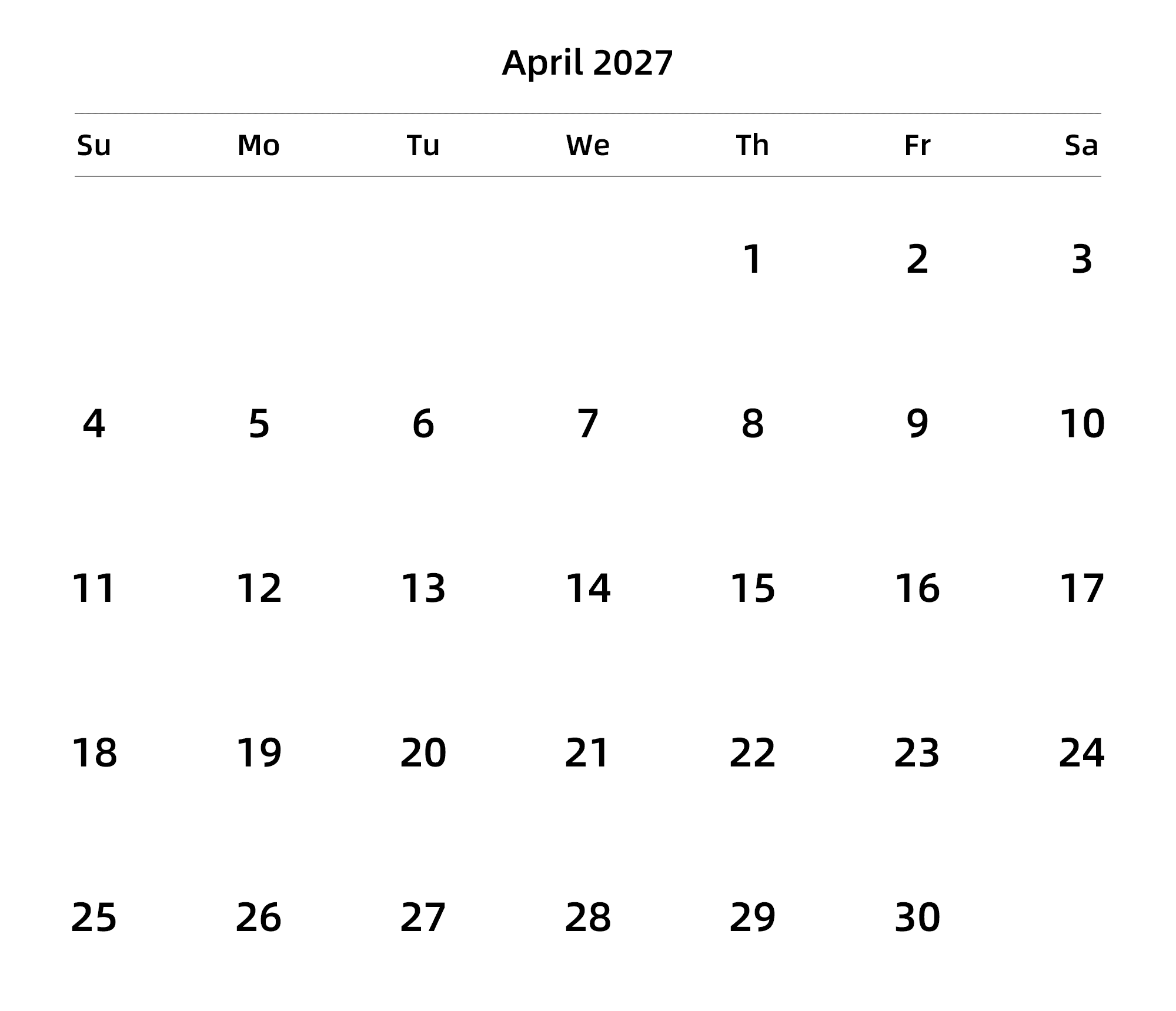 英文版 周日开始