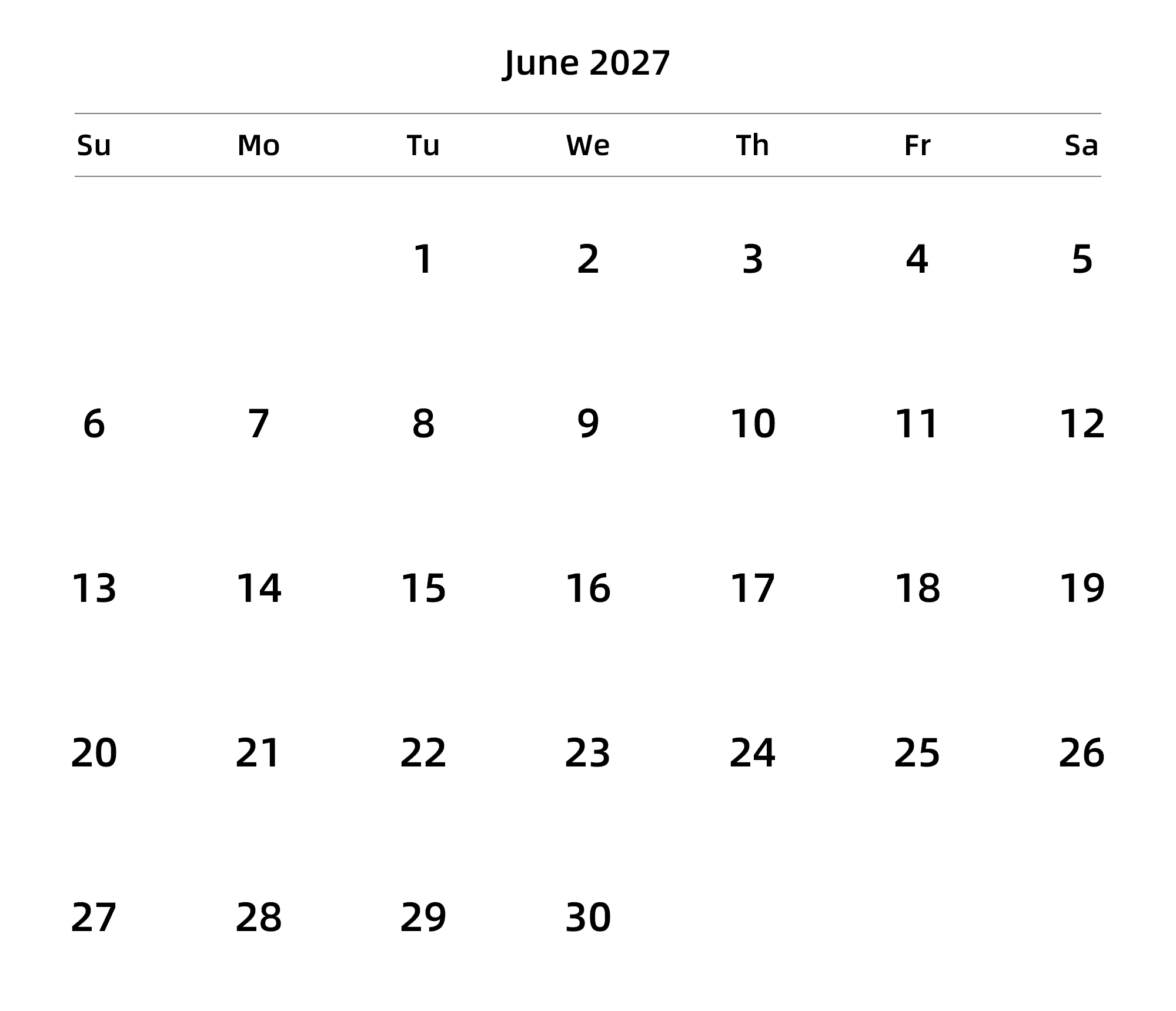英文版 周日开始