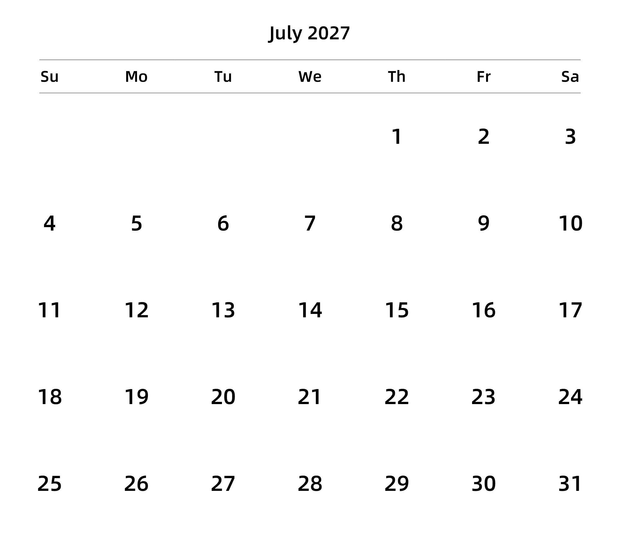 英文版 周日开始