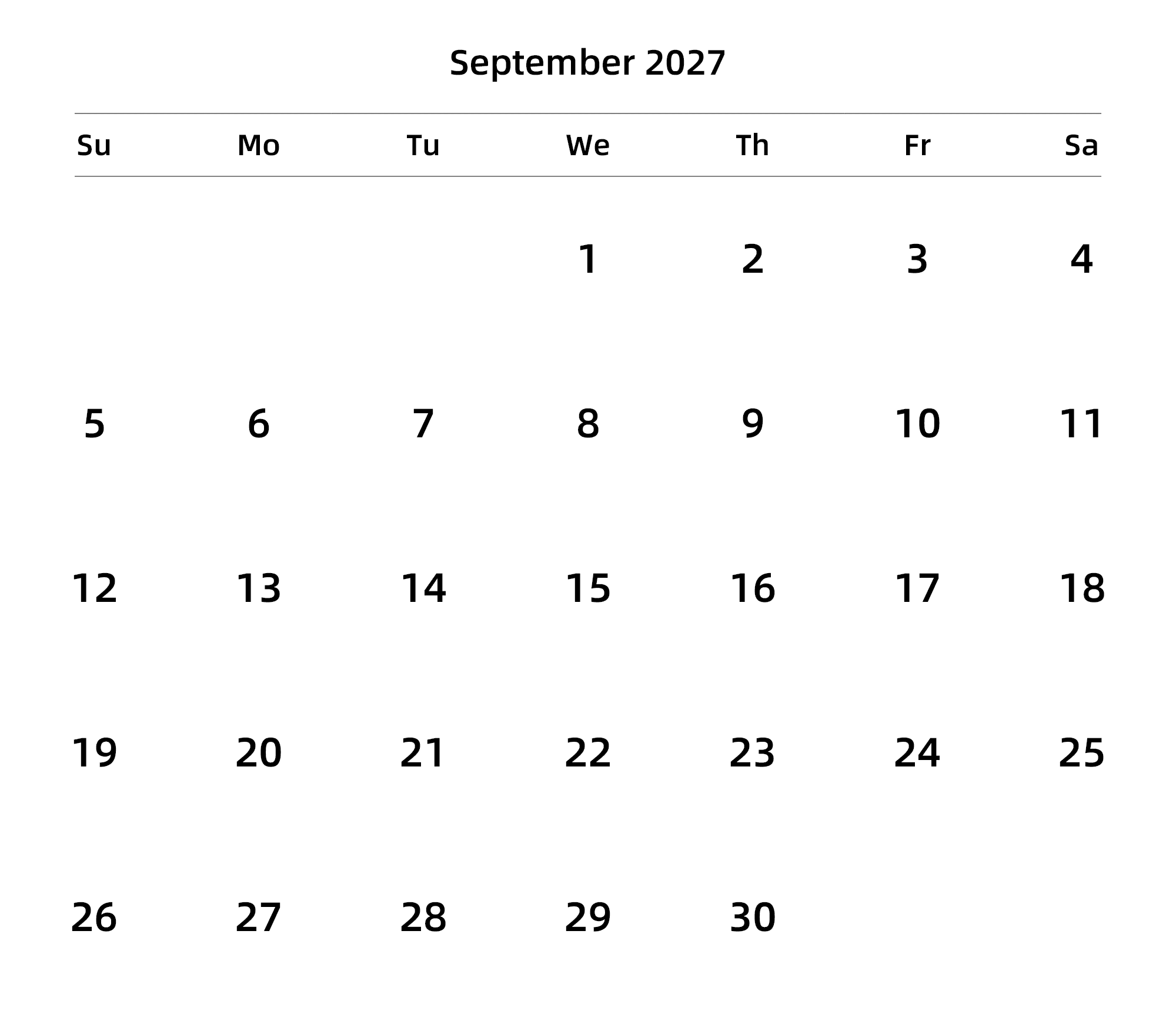 英文版 周日开始