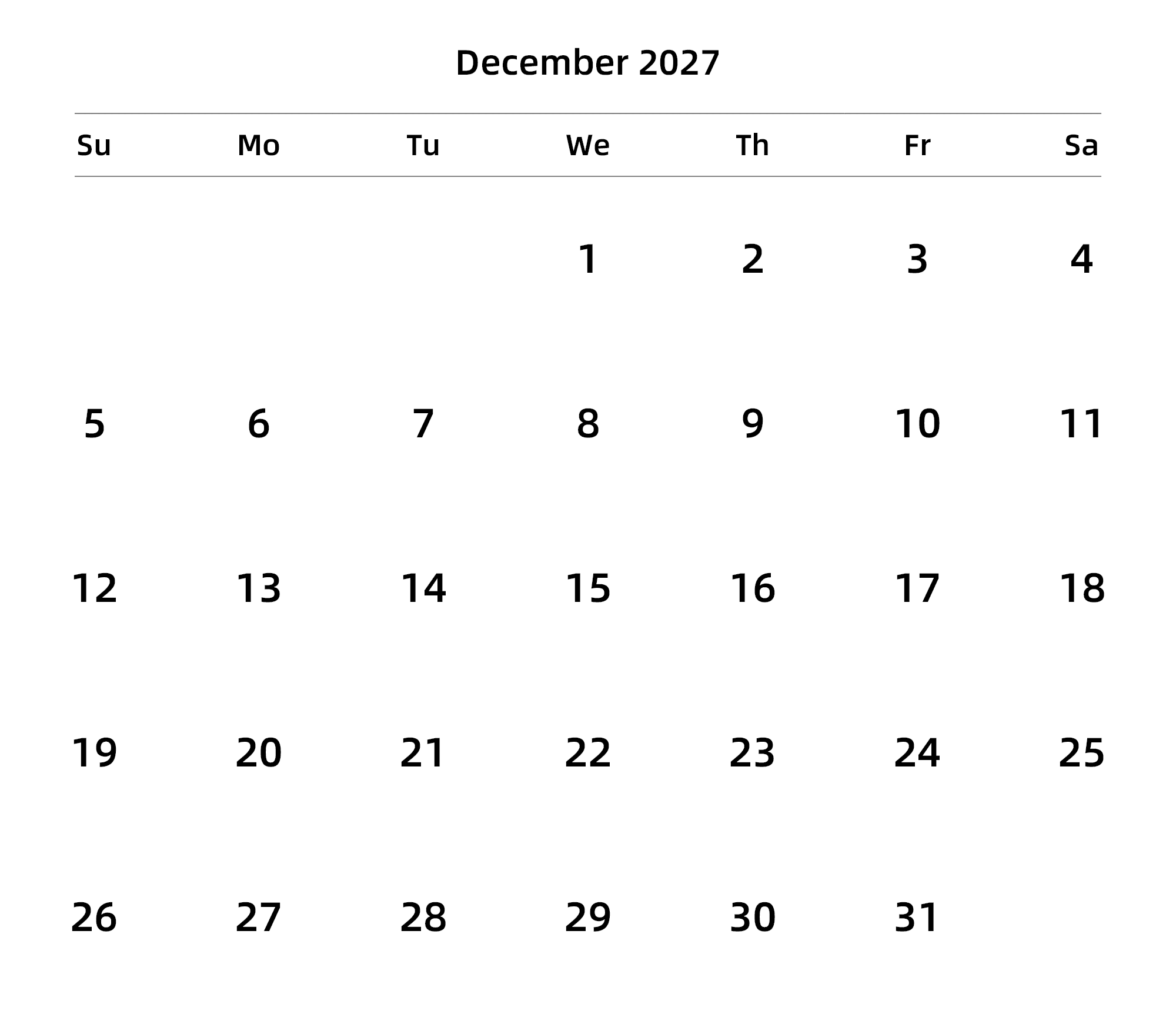 英文版 周日开始