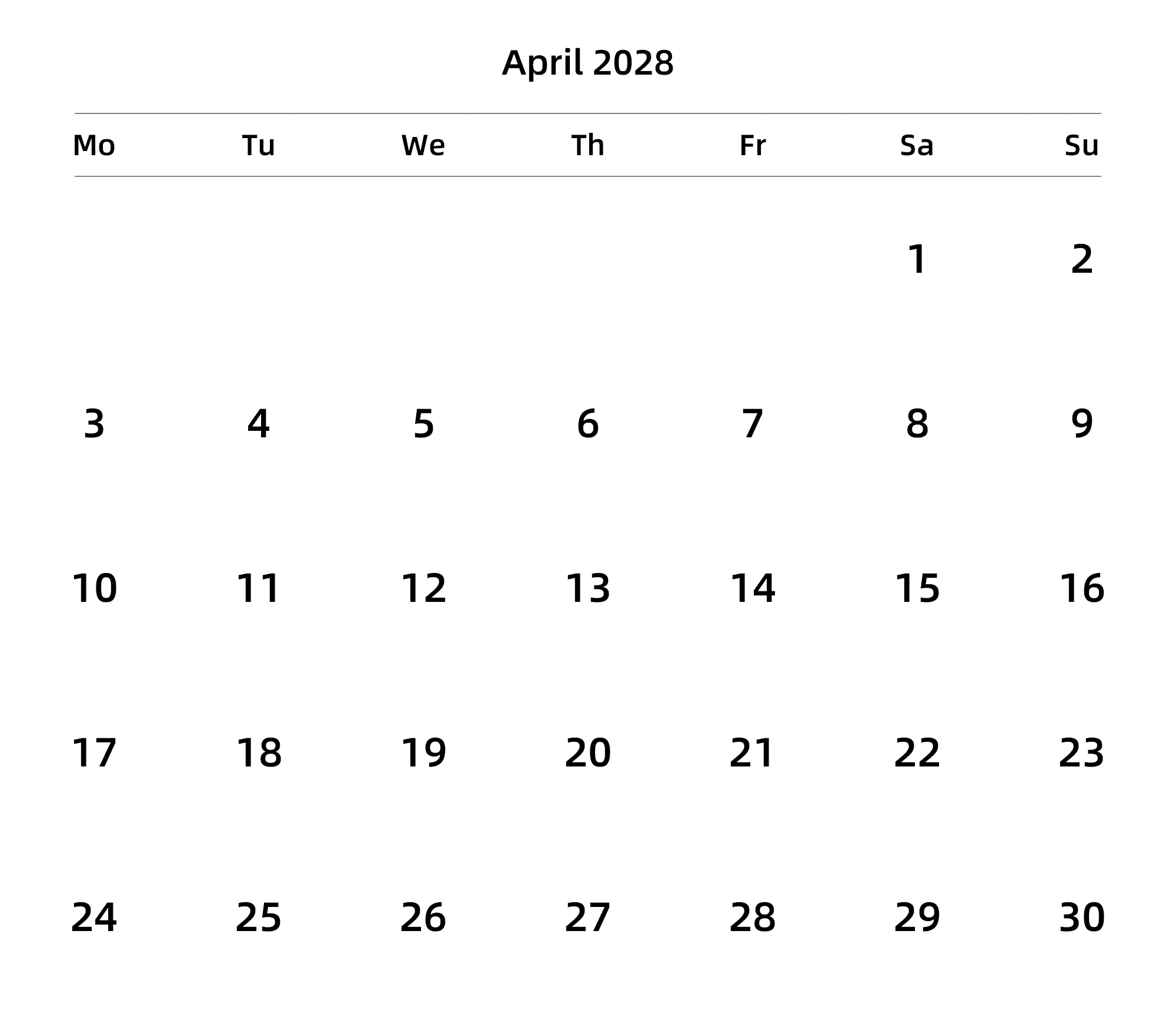 英文版 周一开始 带节假日调休安排