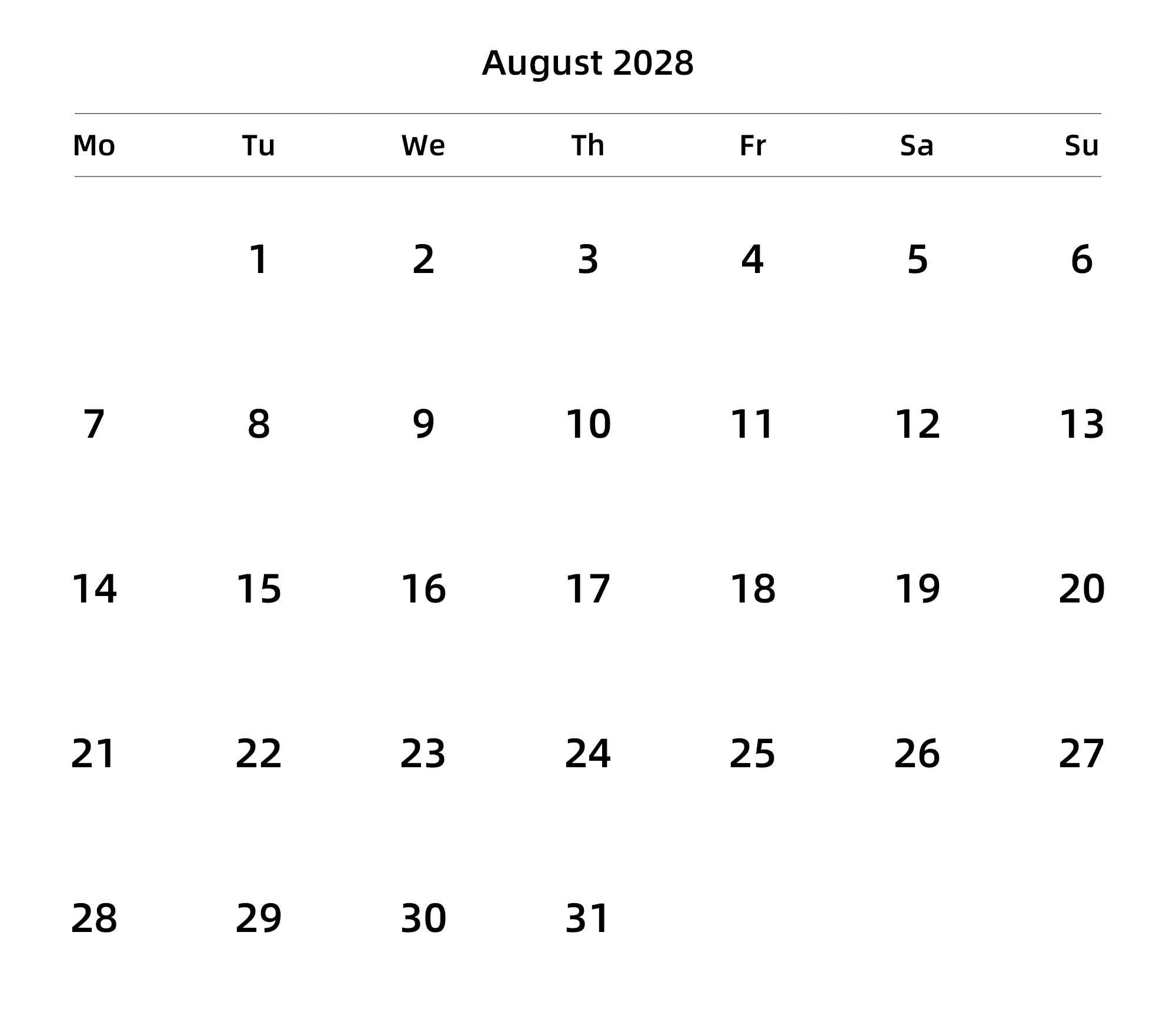英文版 周一开始 带节假日调休安排