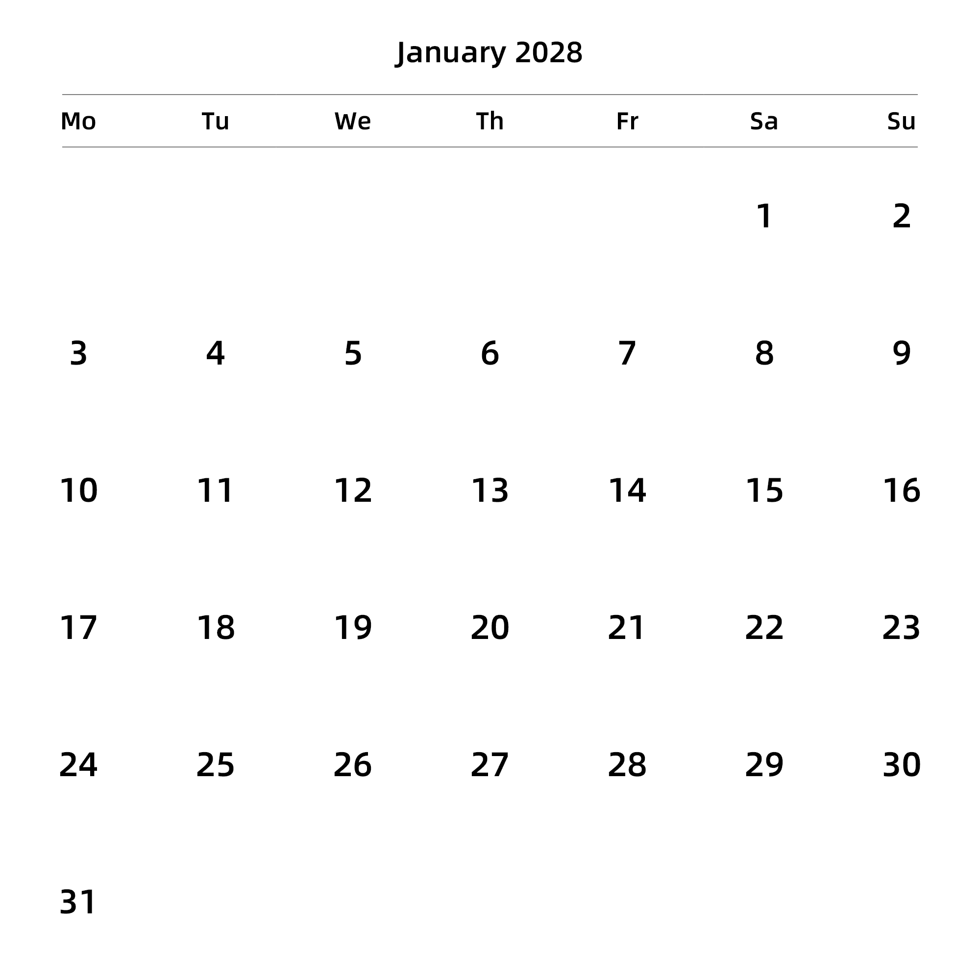 英文版 周一开始