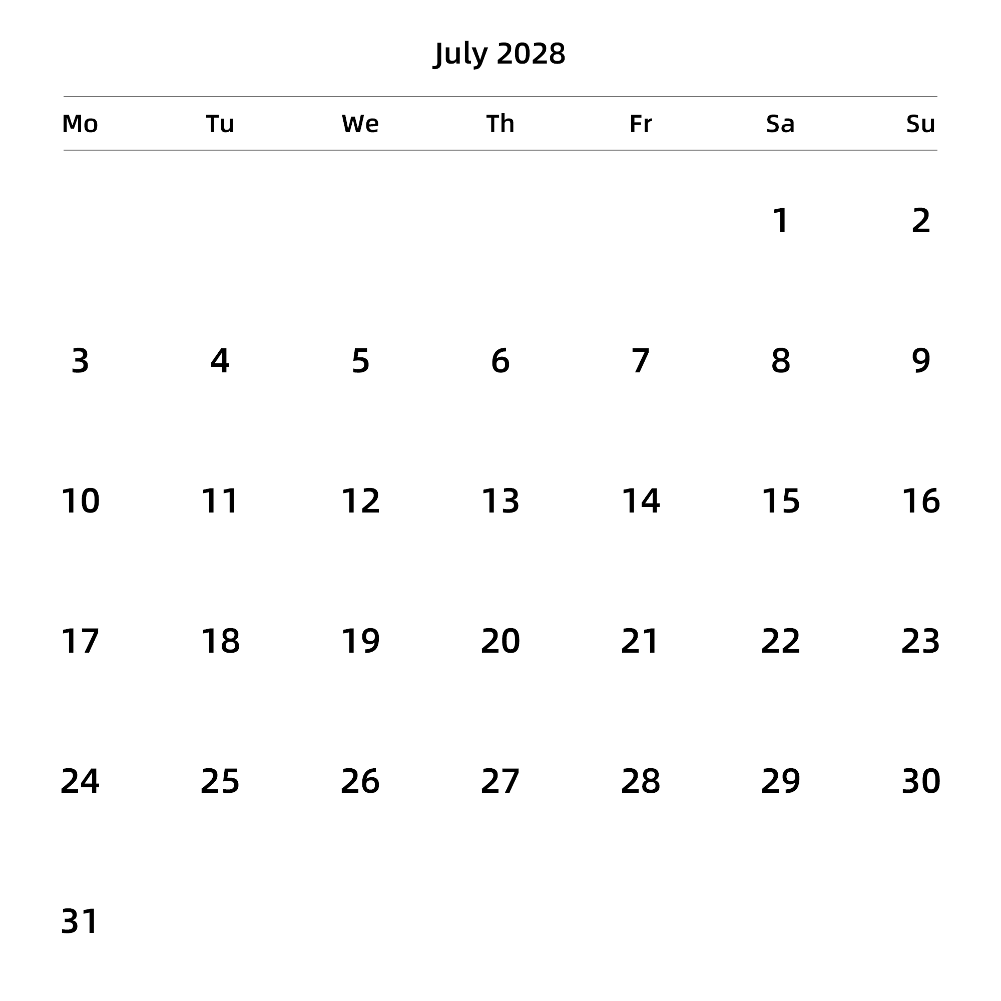 英文版 周一开始