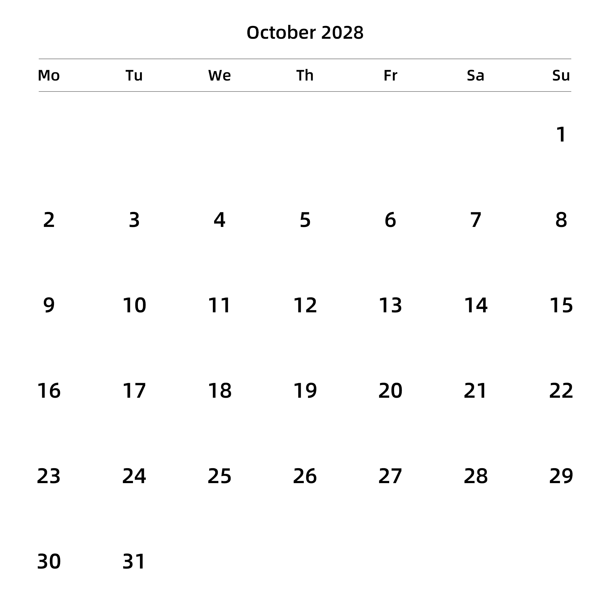 英文版 周一开始