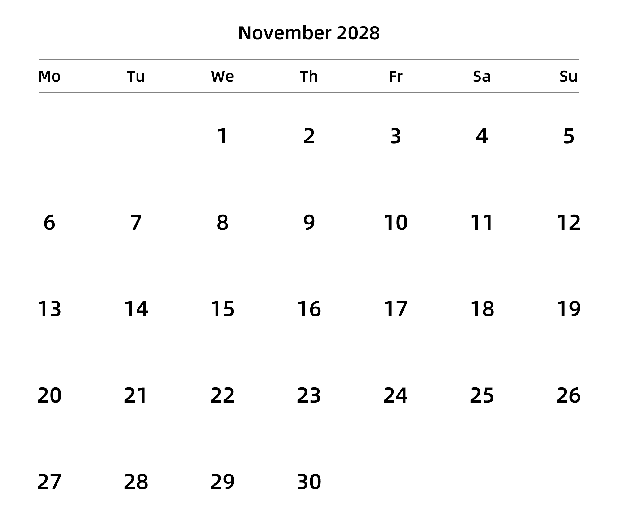 英文版 周一开始