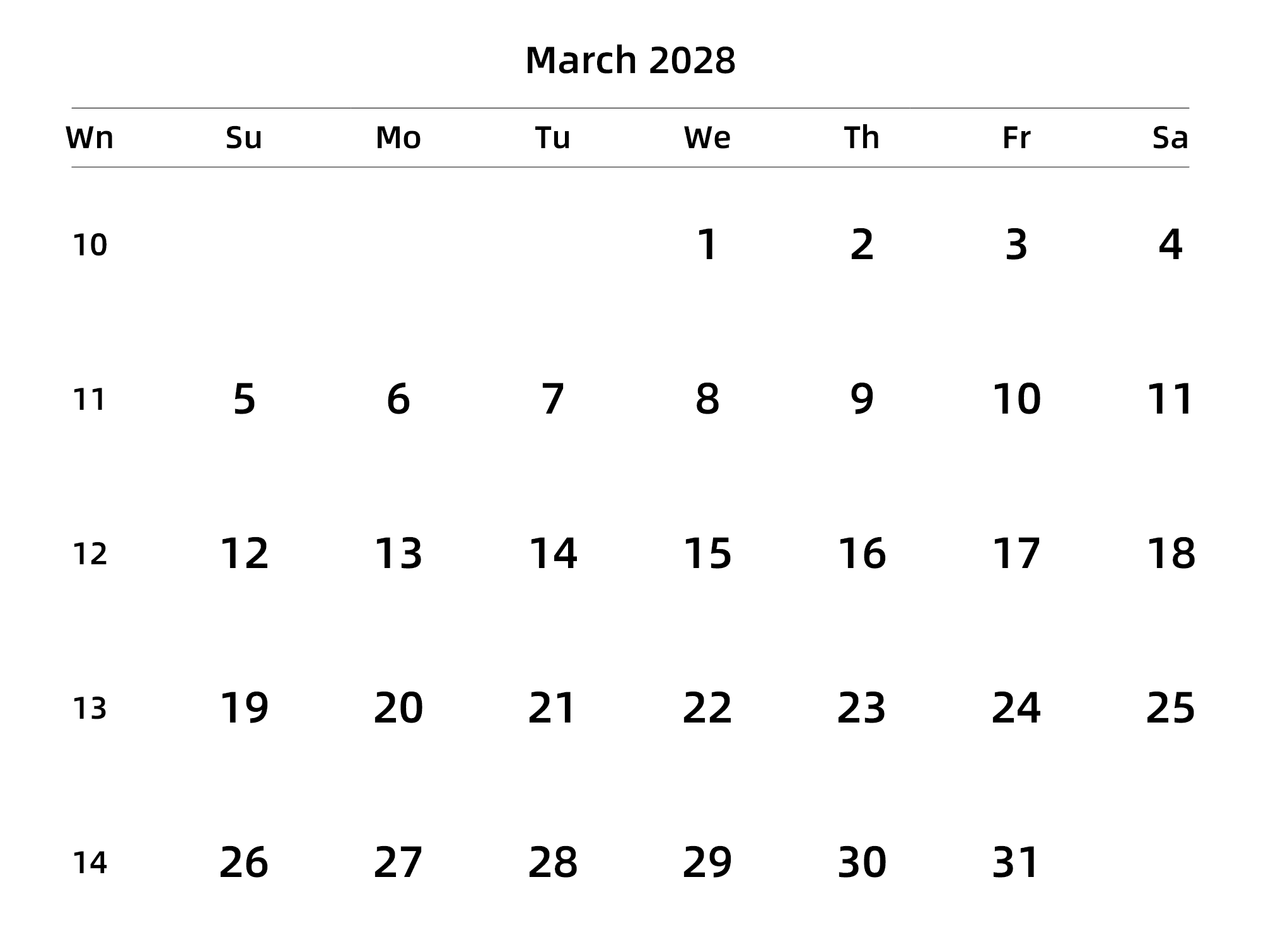 英文版 周日开始 带周数 带节假日调休安排