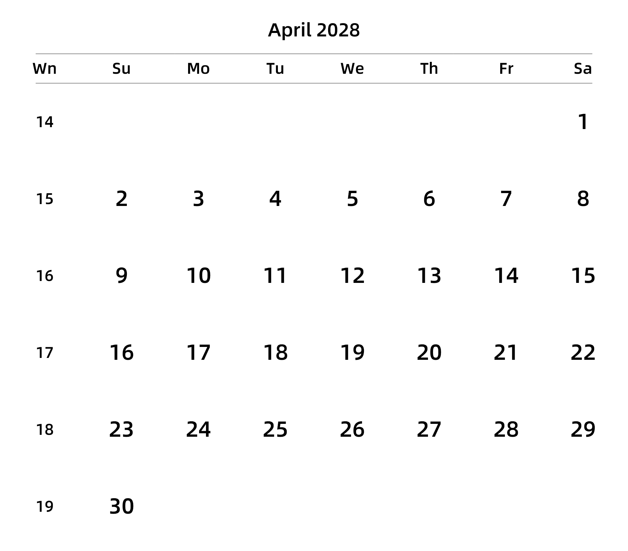 英文版 周日开始 带周数 带节假日调休安排
