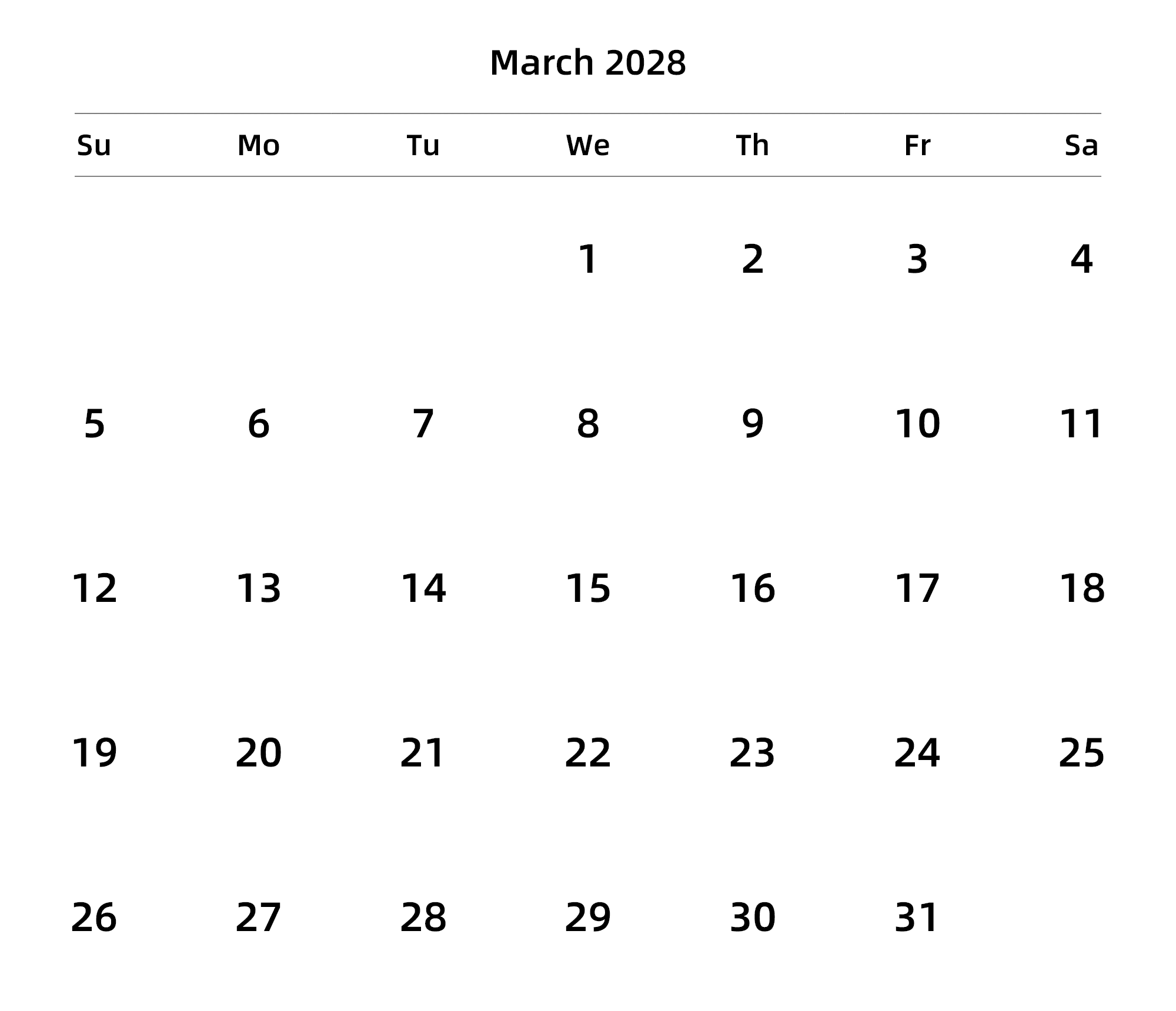 英文版 周日开始
