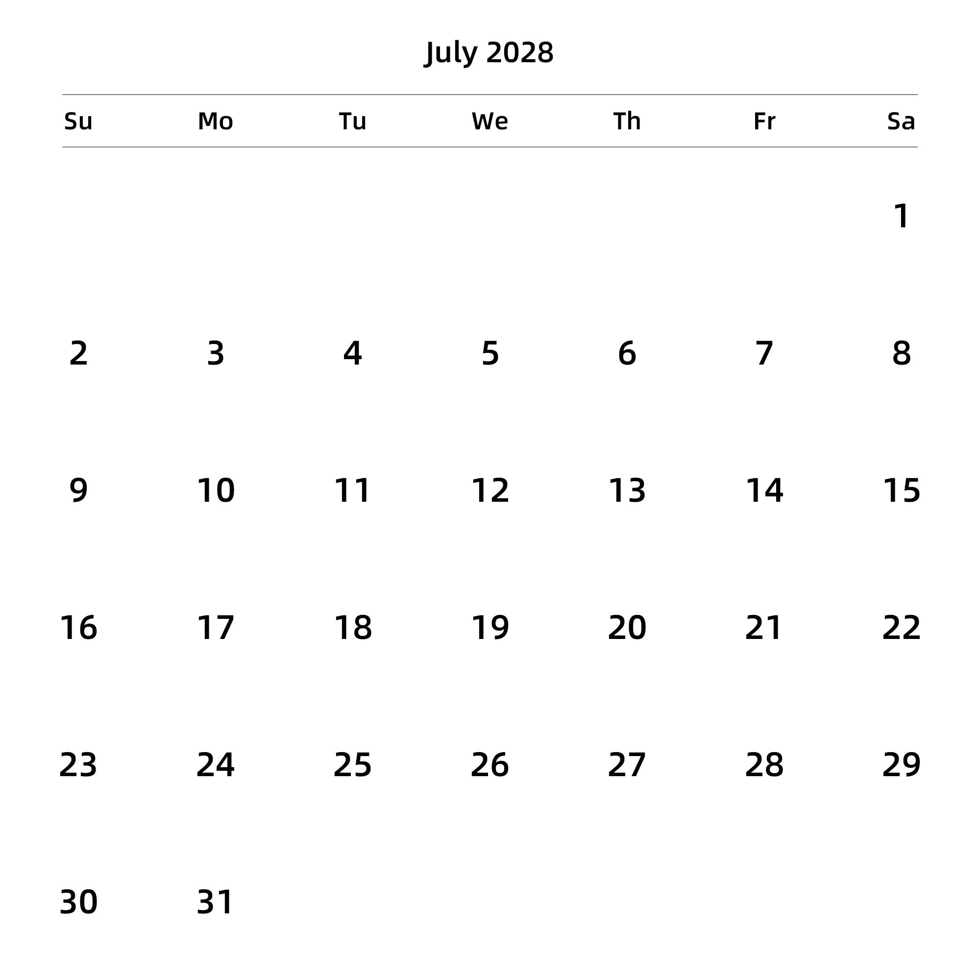英文版 周日开始