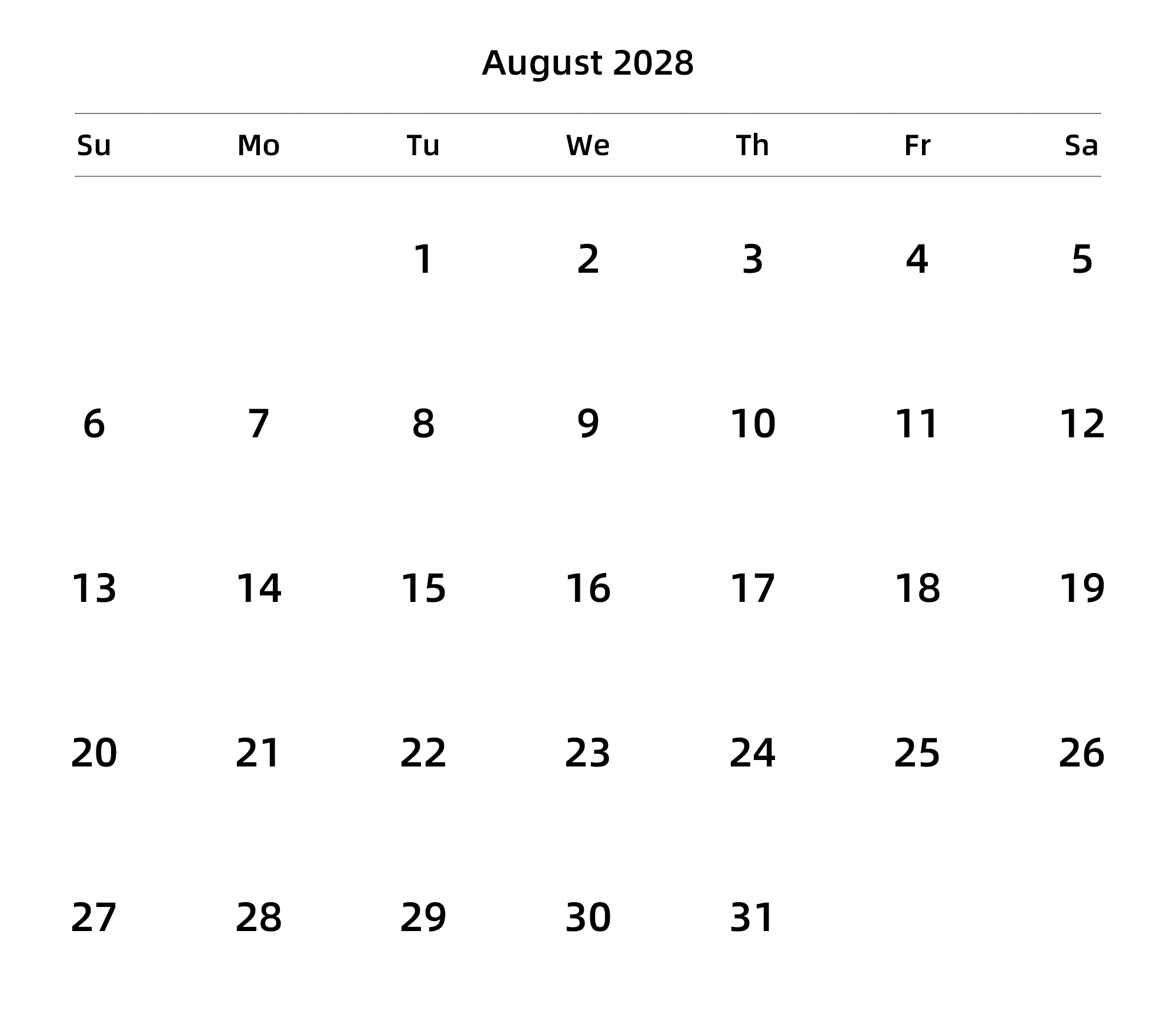 英文版 周日开始