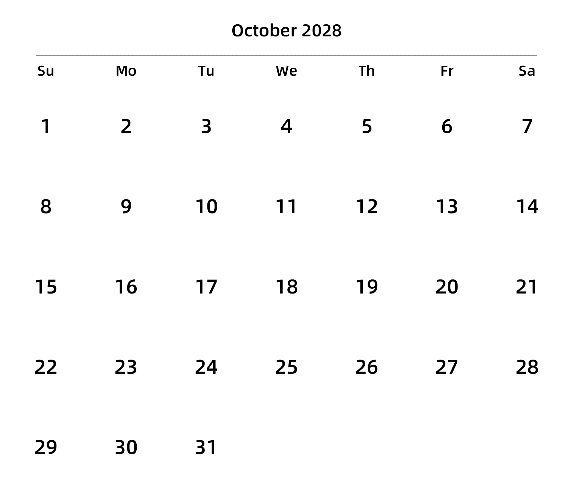 英文版 周日开始