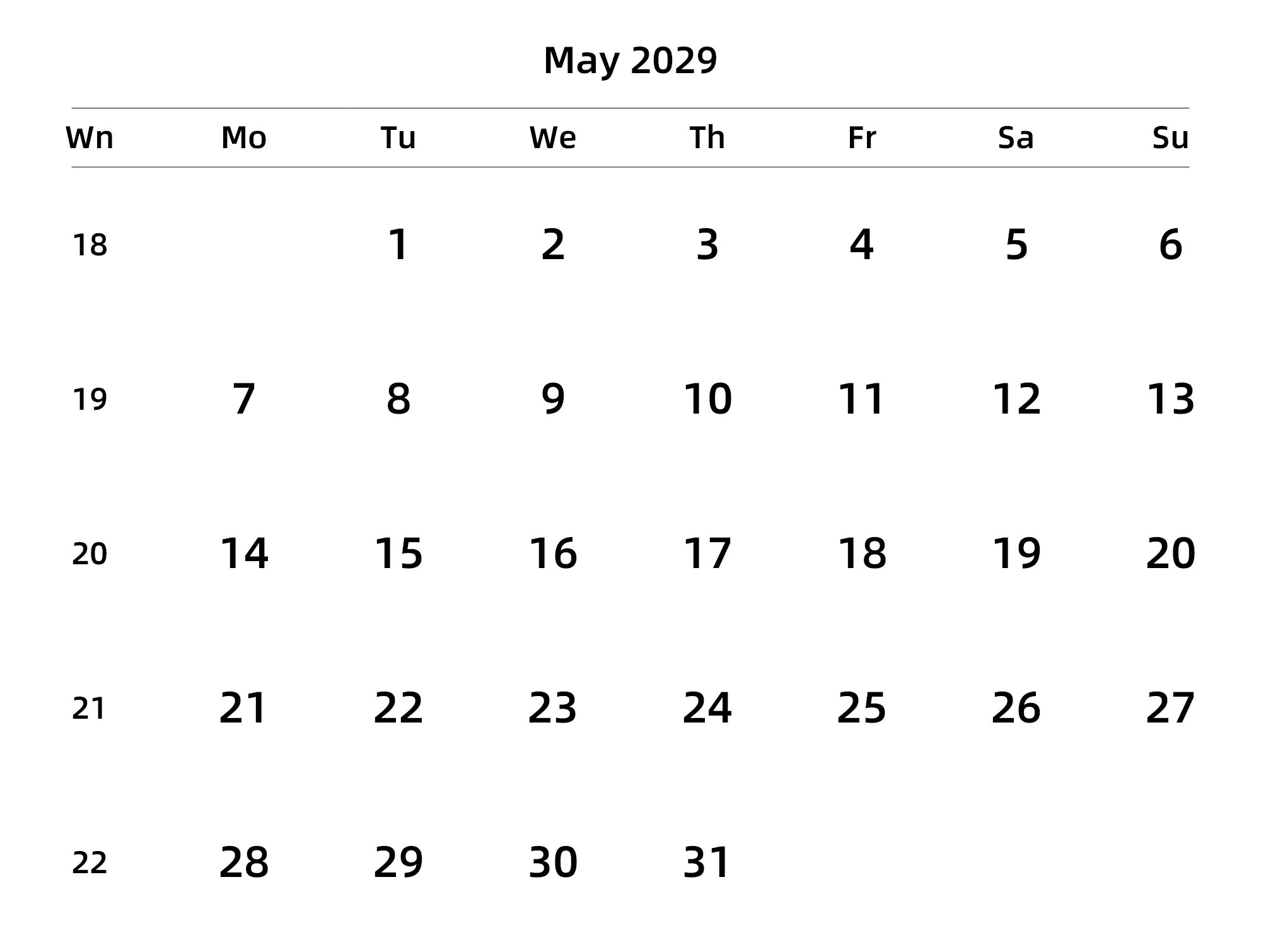 英文版 周一开始 带周数