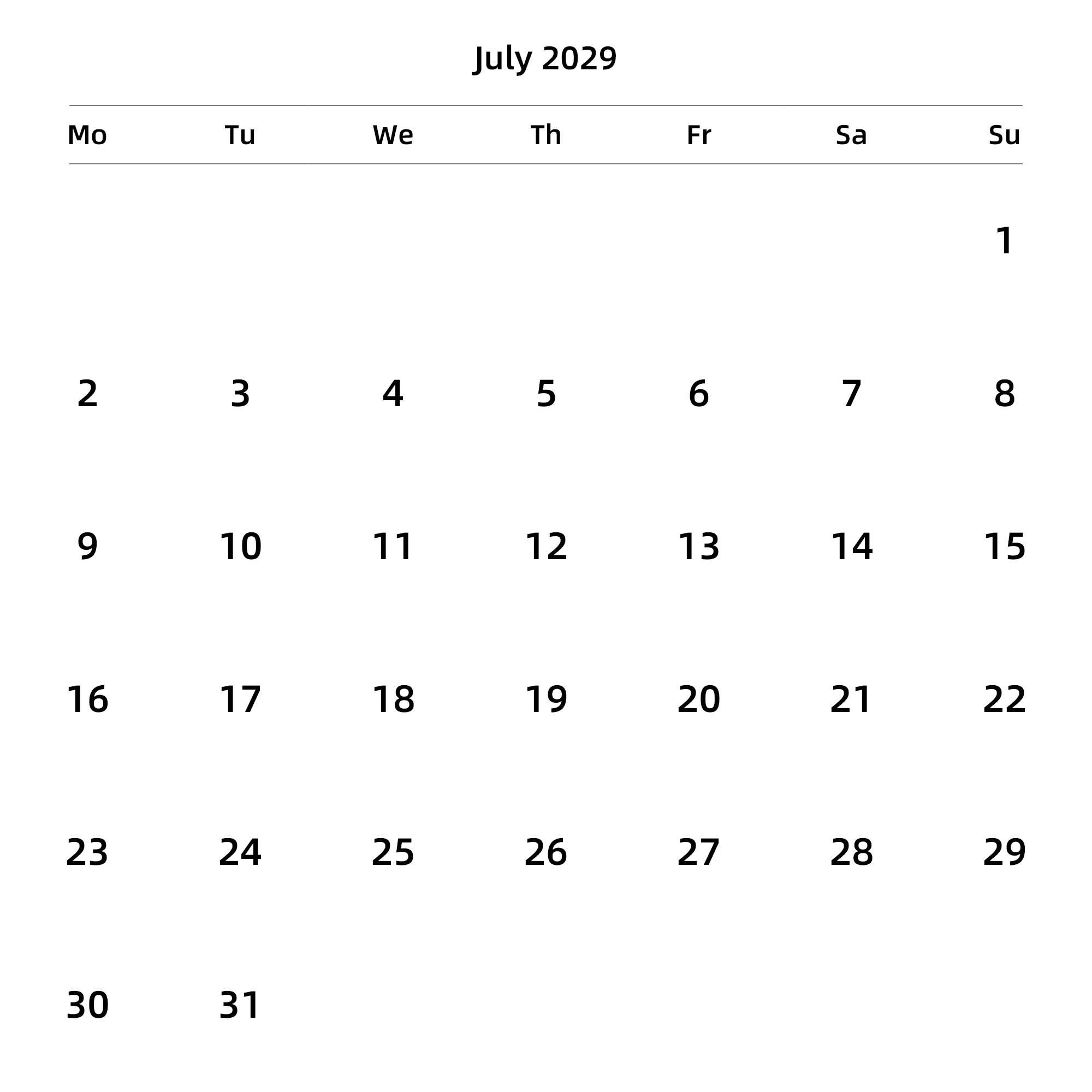 英文版 周一开始