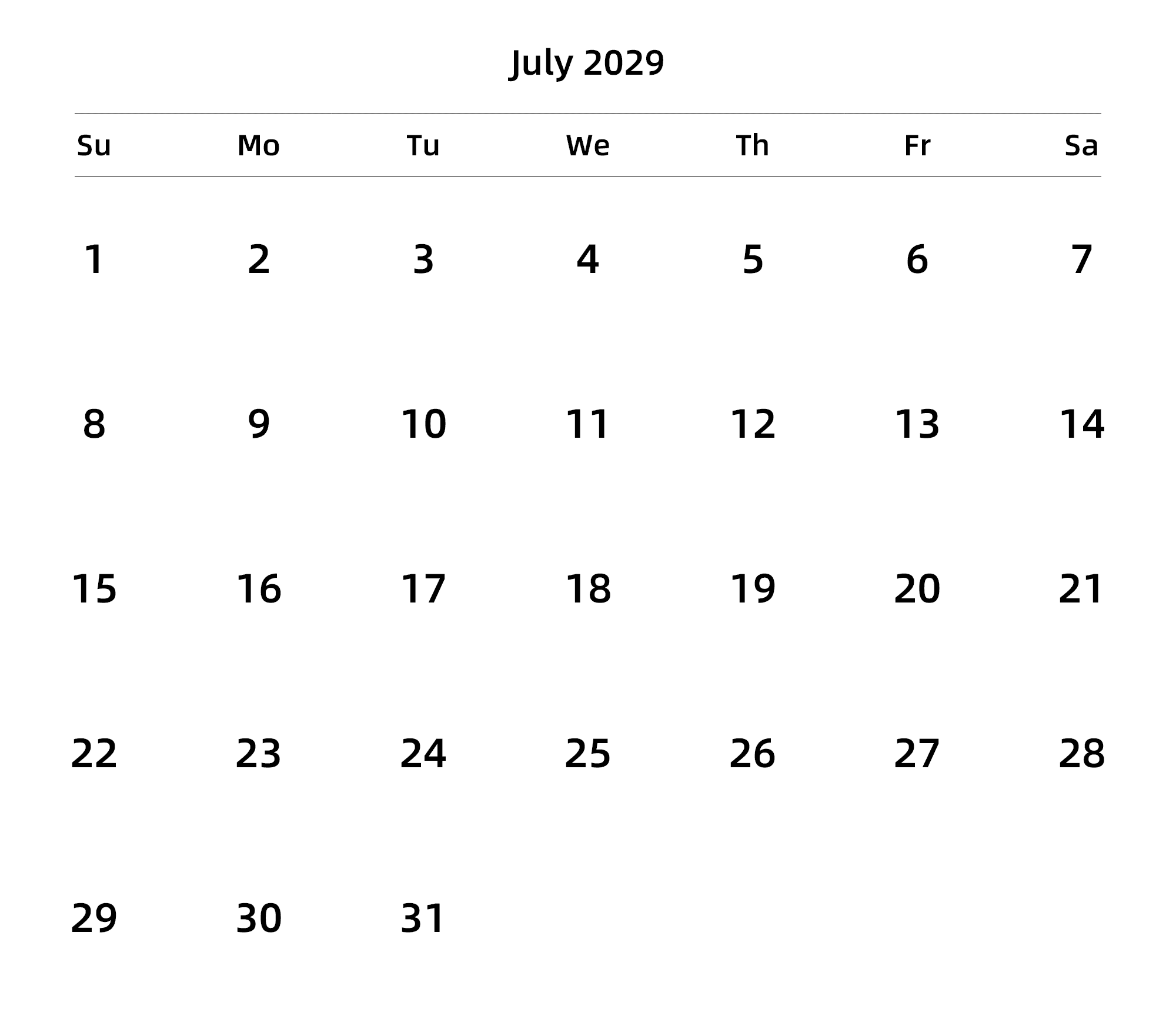英文版 周日开始