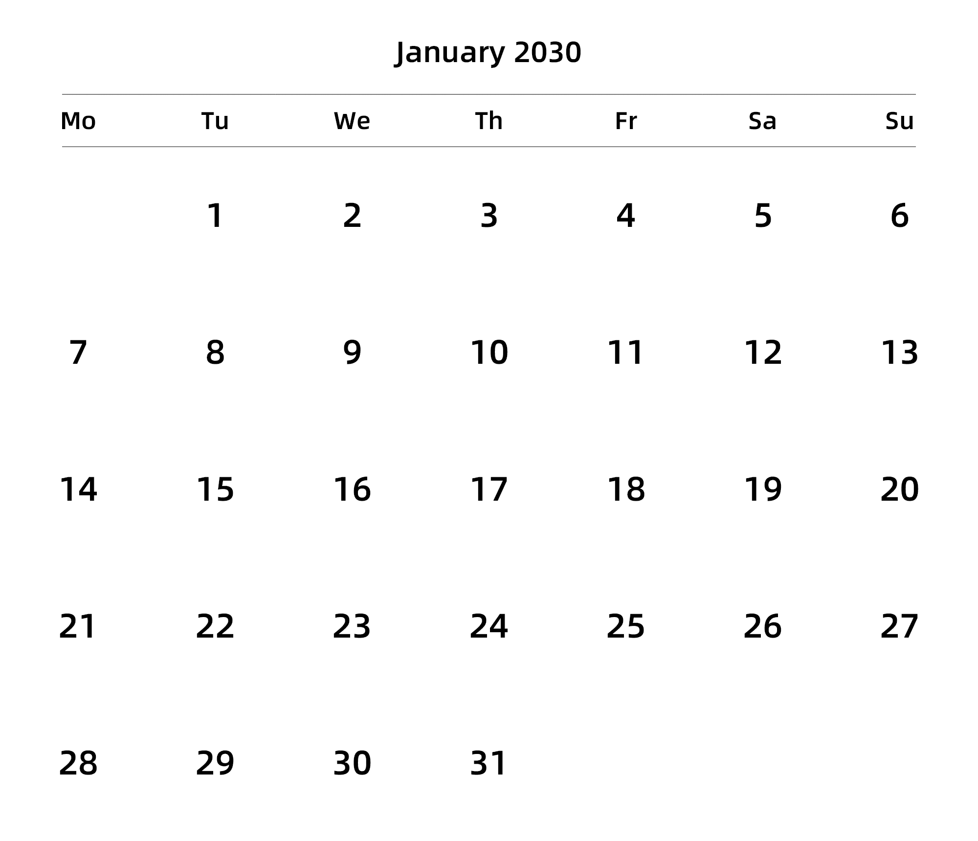 英文版 周一开始