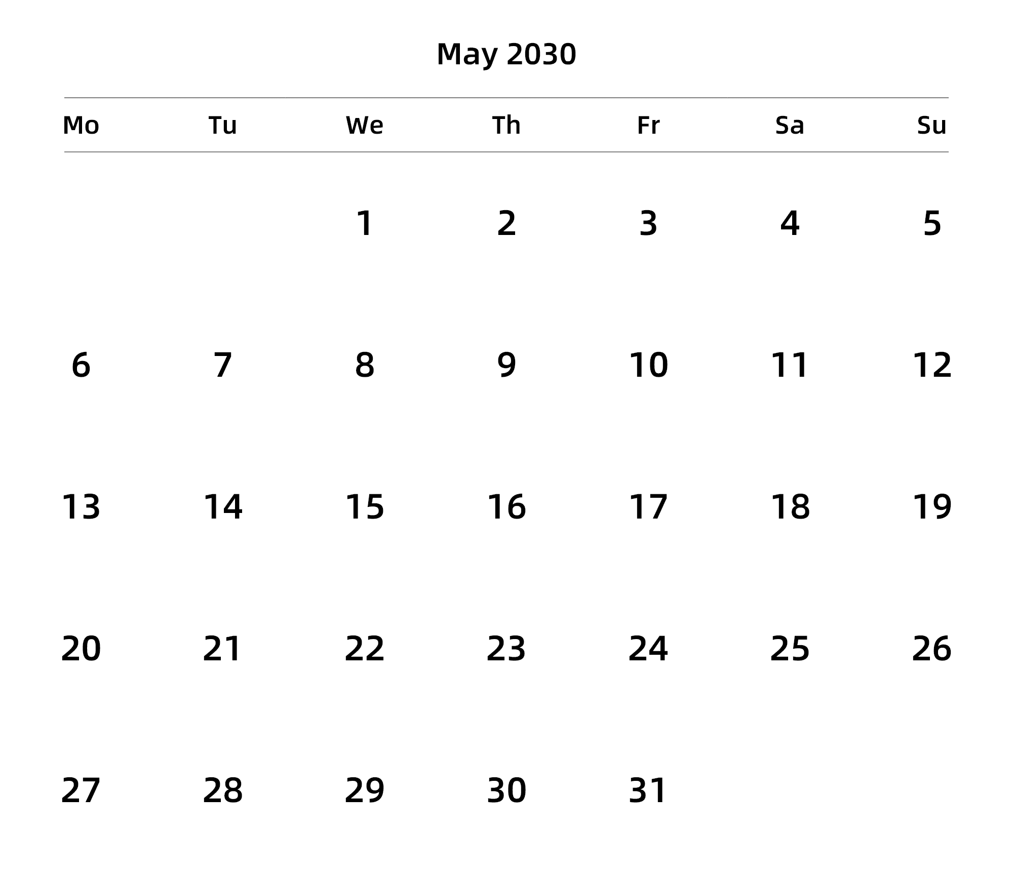 英文版 周一开始
