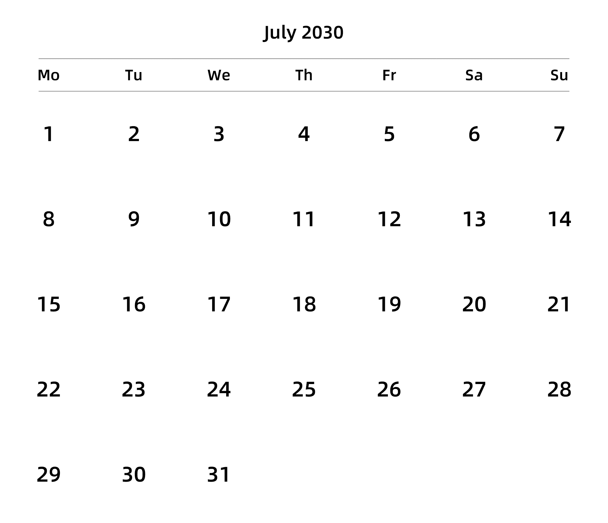 英文版 周一开始